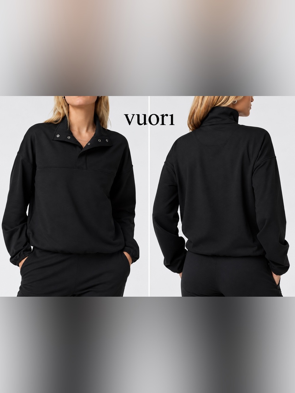 Vuori Black Mock Snap-Neck Pullover Sweatshirt. Like New!